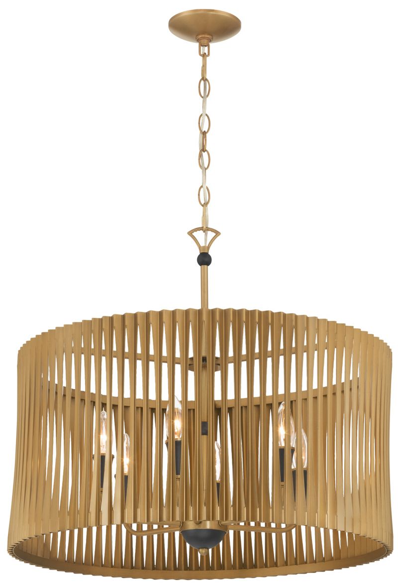 Minka Lavery Aven 6-Light 24-in Sand Coal Black and Brass Pendant