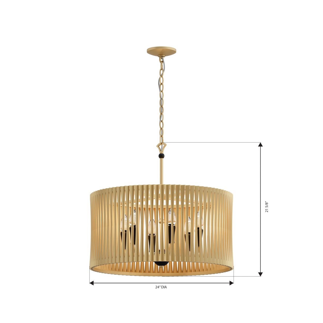 Minka Lavery Aven 6-Light 24-in Sand Coal Black and Brass Pendant