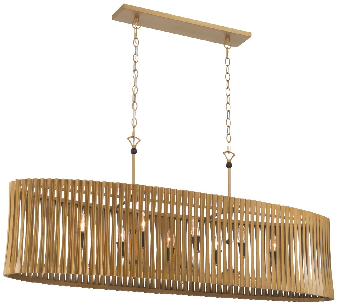 Minka Lavery Aven 8-Light 15-in Sand Coal Black and Brass Linear Chandelier