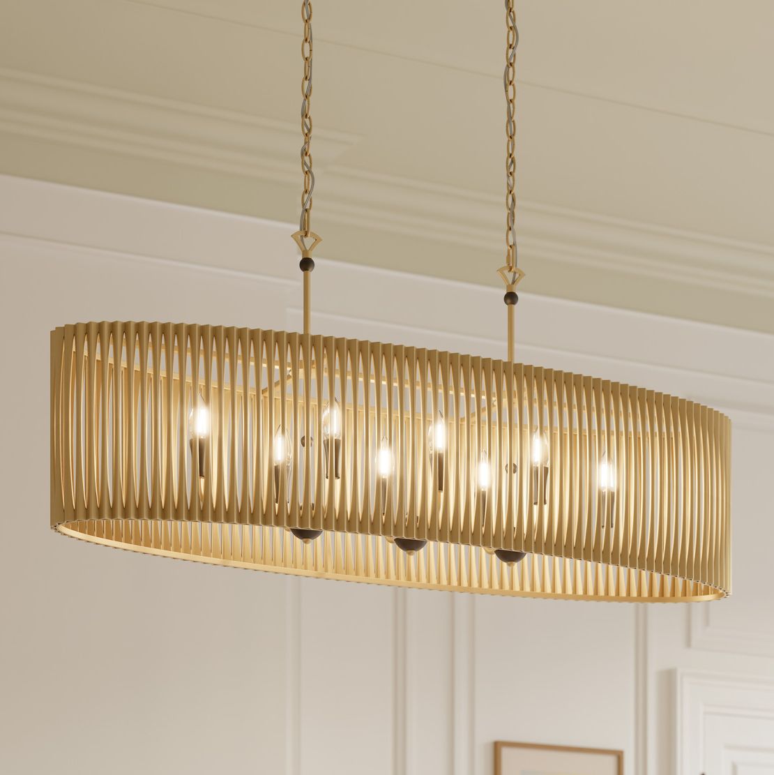 Minka Lavery Aven 8-Light 15-in Sand Coal Black and Brass Linear Chandelier