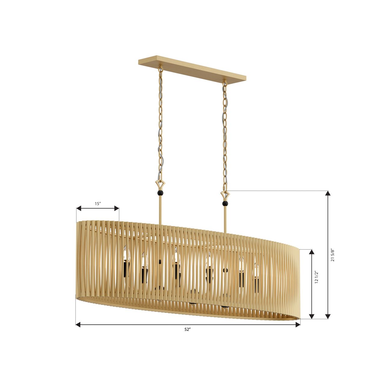 Minka Lavery Aven 8-Light 15-in Sand Coal Black and Brass Linear Chandelier