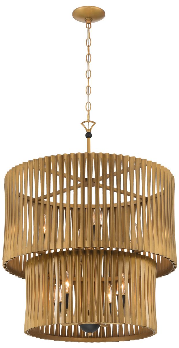 Minka Lavery Aven 8-Light 24-in Sand Coal Black and Brass Pendant