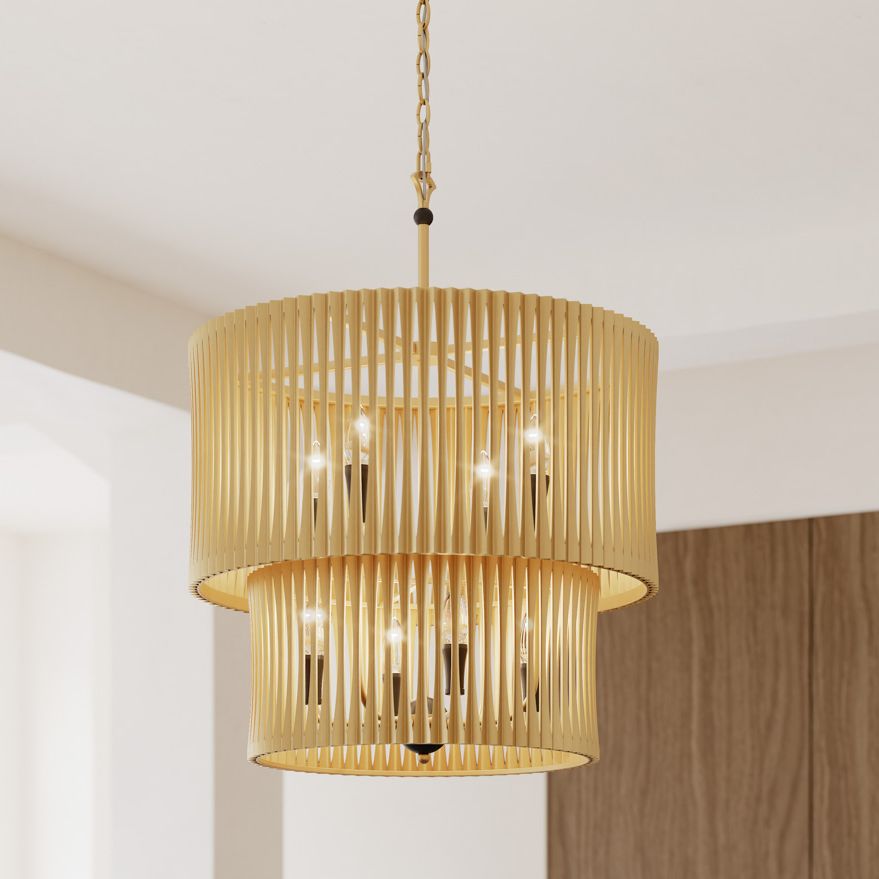 Minka Lavery Aven 8-Light 24-in Sand Coal Black and Brass Pendant