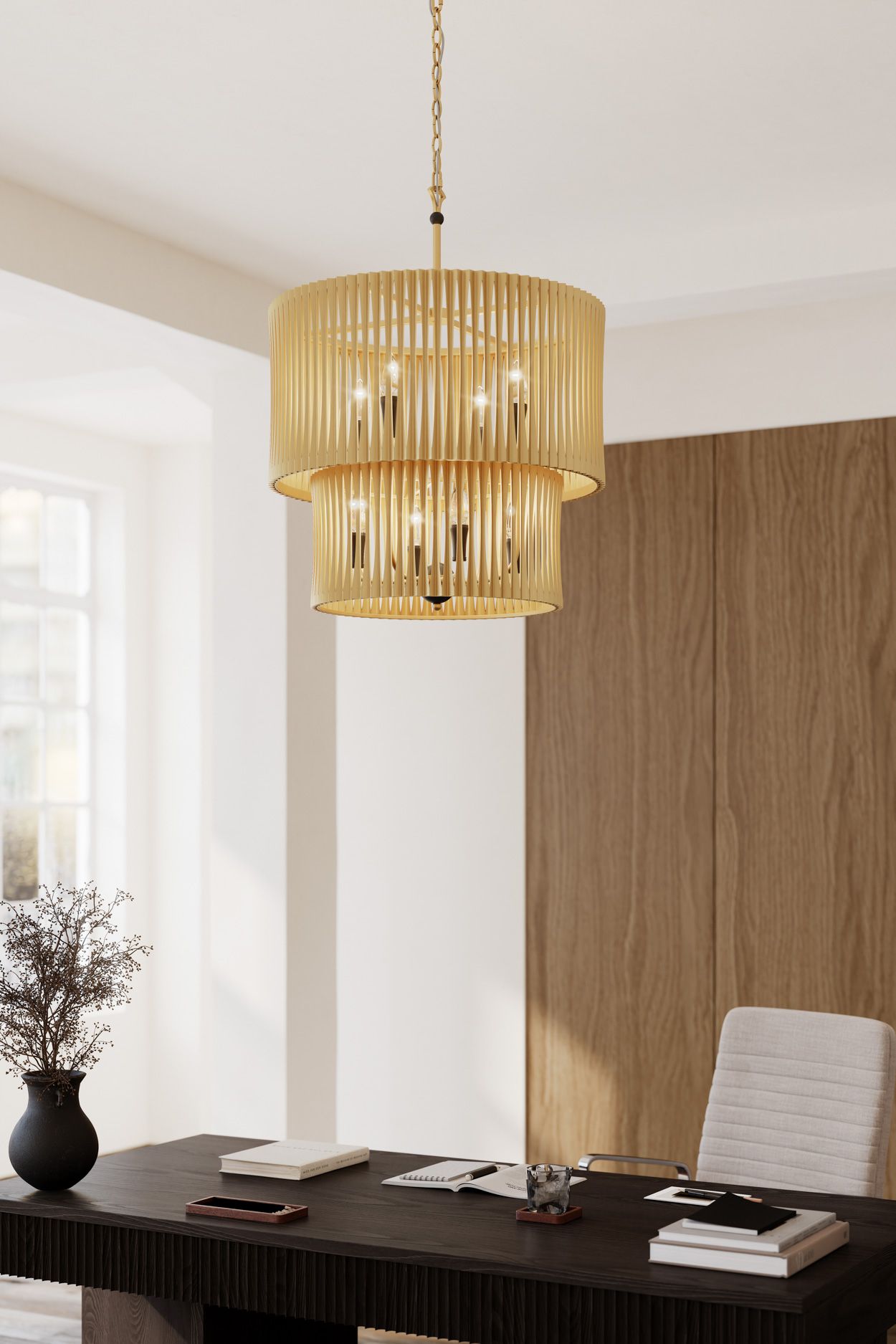 Image 3 Minka Lavery Aven 8-Light 24-in Sand Coal Black and Brass Pendant more views