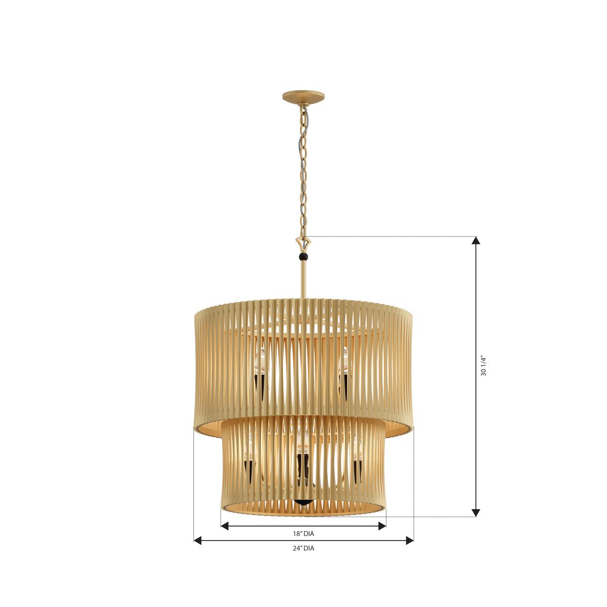 Minka Lavery Aven 8-Light 24-in Sand Coal Black and Brass Pendant