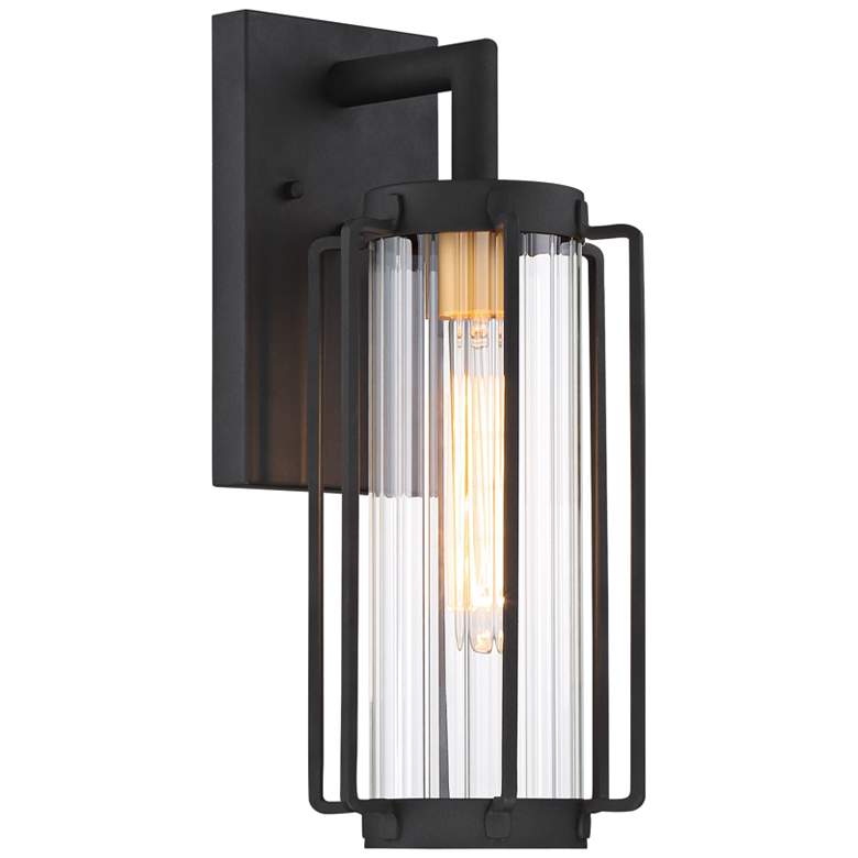 Image 1 Minka Lavery Avonlea 16" Sand Black Clear Ribbed Glass Outdoor Light