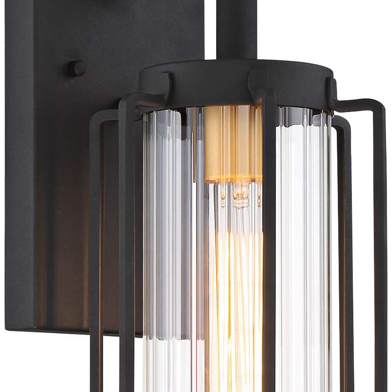 Image 2 Minka Lavery Avonlea 16" Sand Black Clear Ribbed Glass Outdoor Light more views