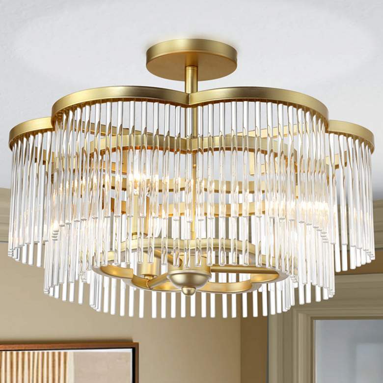 Image 1 Minka Lavery Azura 3-Light 20.05-in Brass Semi-Flush