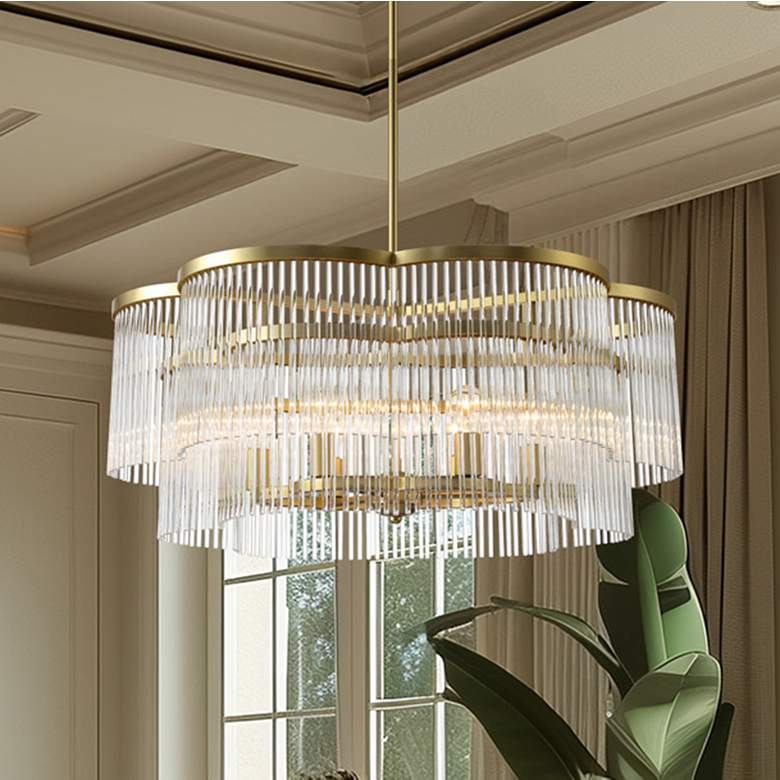 Image 1 Minka Lavery Azura 6-Light 34.05-in Brass Pendant with Clear Glass Shades