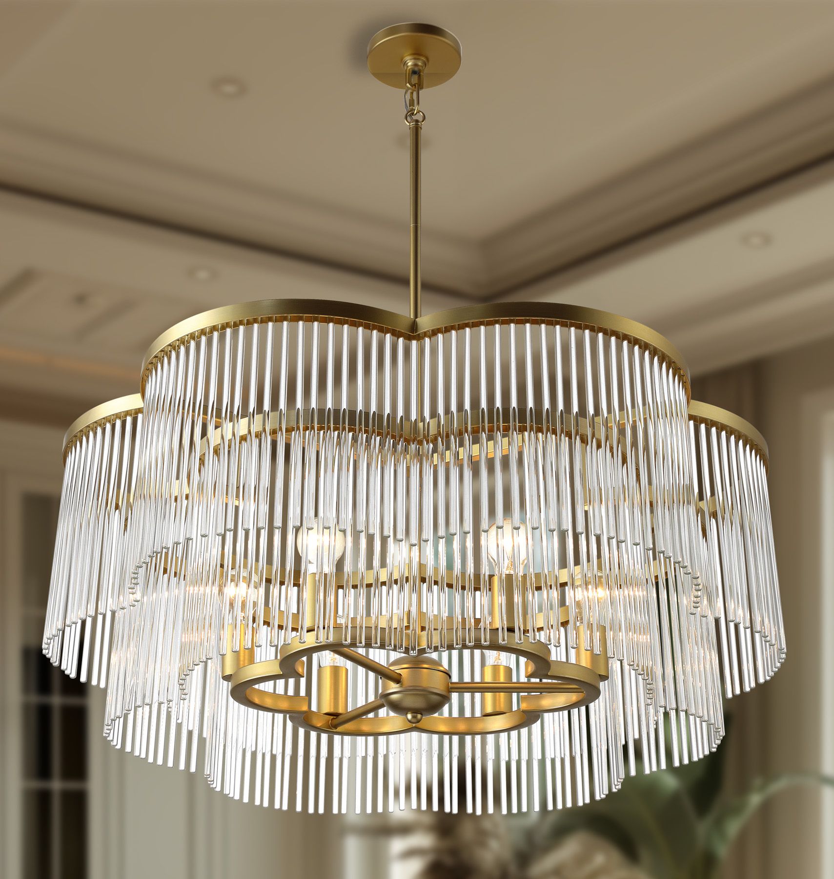 Minka Lavery Azura 6-Light 34.05-in Brass Pendant with Clear Glass Shades