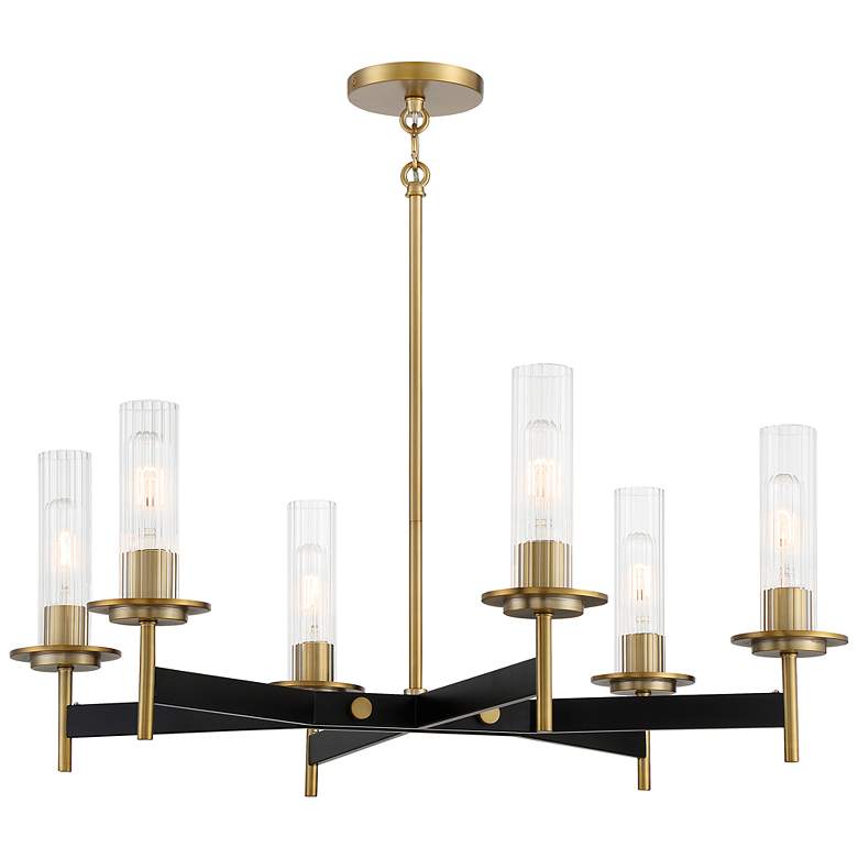 Image 1 Minka-Lavery Baldwin Park 30.5 inch Wide 6-Light Coal and Brass Chandelier