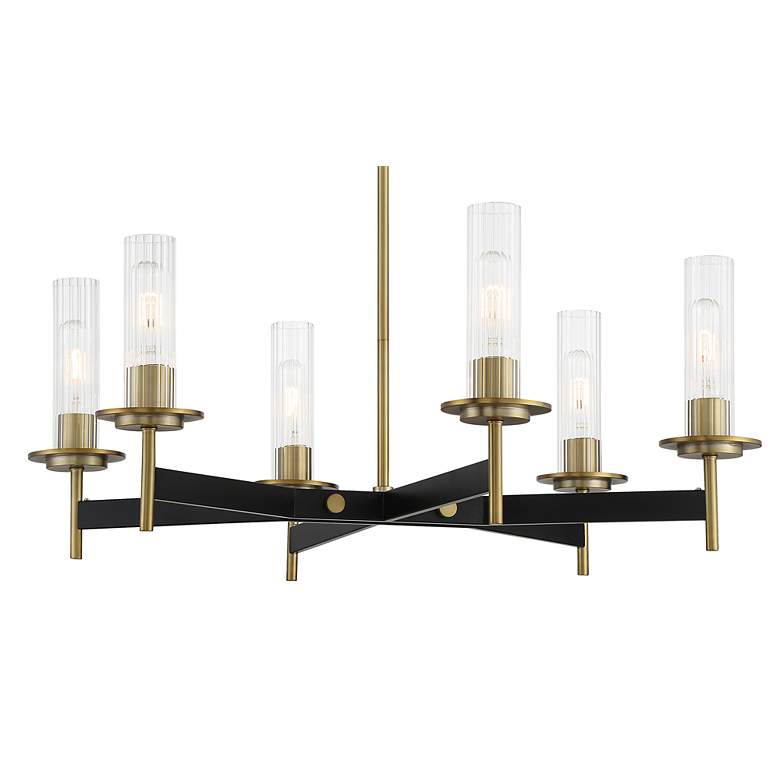 Image 2 Minka-Lavery Baldwin Park 30.5" Wide 6-Light Coal and Brass Chandelier more views