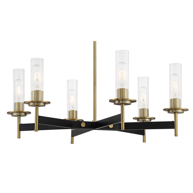 Image 2 Minka-Lavery Baldwin Park 30.5 inch Wide 6-Light Coal and Brass Chandelier more views