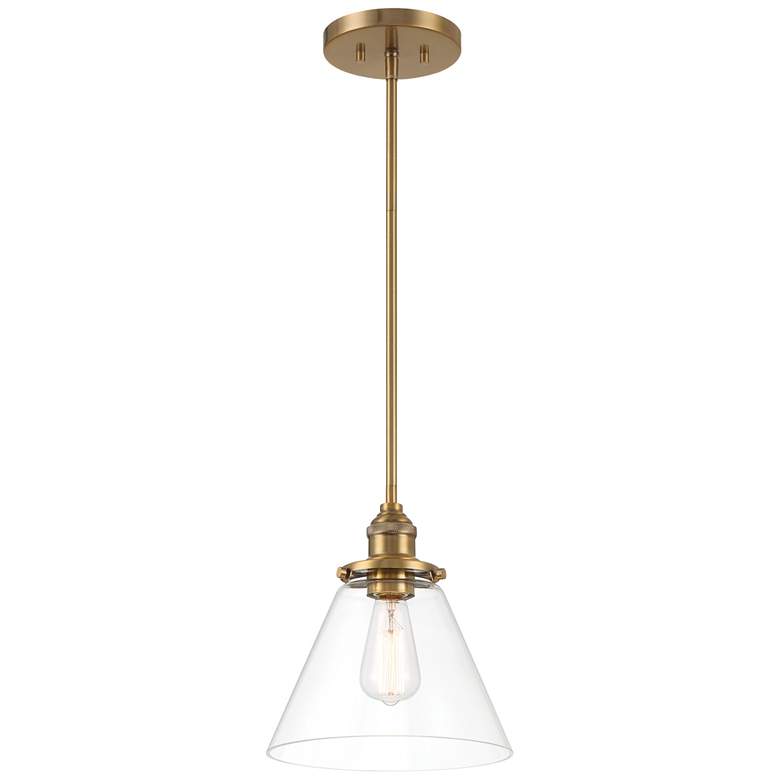 Image 1 Minka Lavery Barwell 1-Light 10-in Aged Brass Pendant with Glass Shade