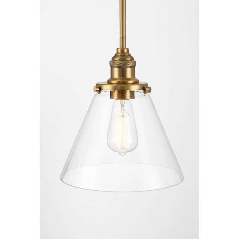 Image 2 Minka Lavery Barwell 1-Light 10-in Aged Brass Pendant with Glass Shade more views