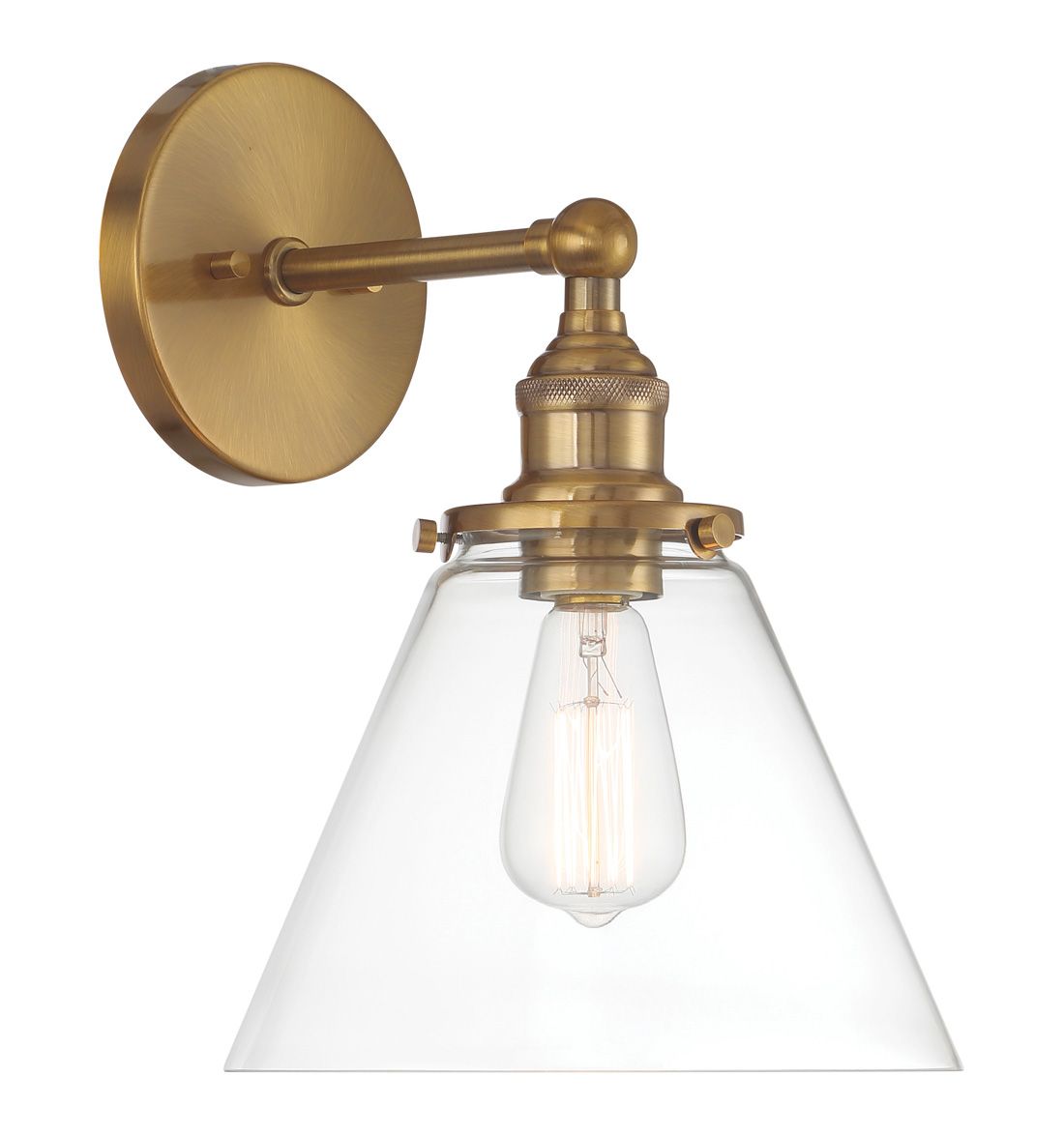 Image 2 Minka Lavery Barwell 1-Light 10-in Aged Brass Wall Sconce with Glass Shade more views