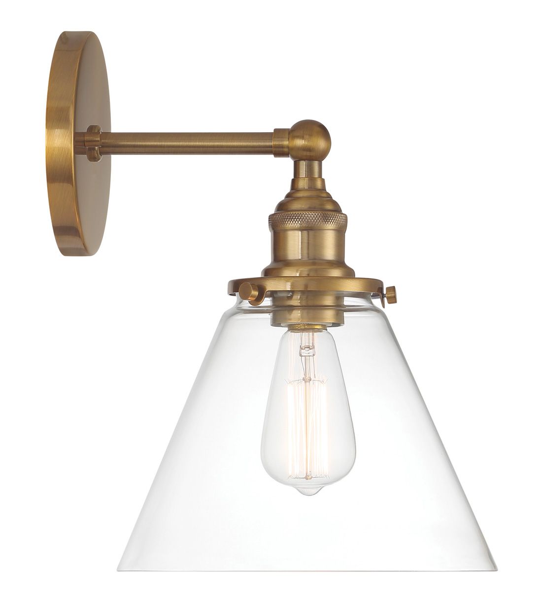 Image 5 Minka Lavery Barwell 1-Light 10-in Aged Brass Wall Sconce with Glass Shade more views