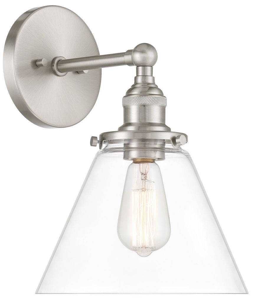 Minka Lavery Barwell 1-Light 10-in Brushed Nickel Bath Sconce with Shade