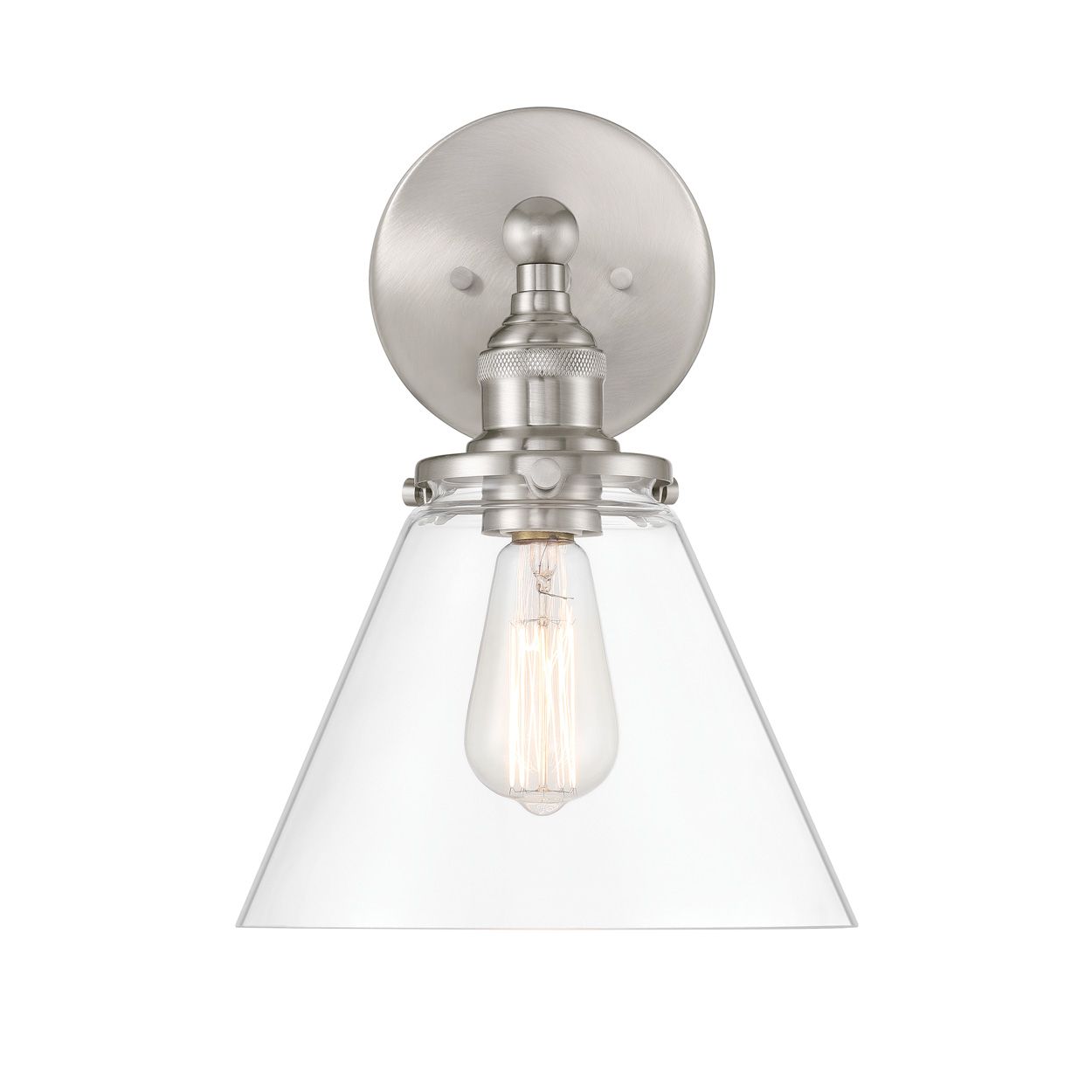 Image 7 Minka Lavery Barwell 1-Light 10-in Brushed Nickel Bath Sconce with Shade more views