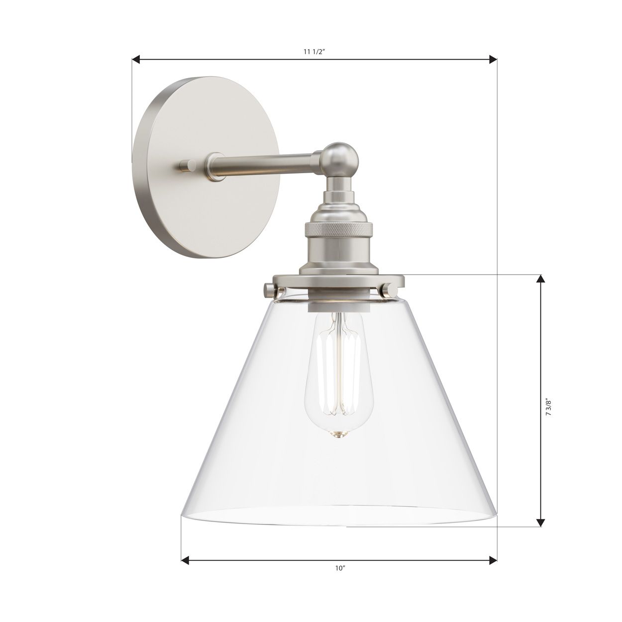 Minka Lavery Barwell 1-Light 10-in Brushed Nickel Bath Sconce with Shade
