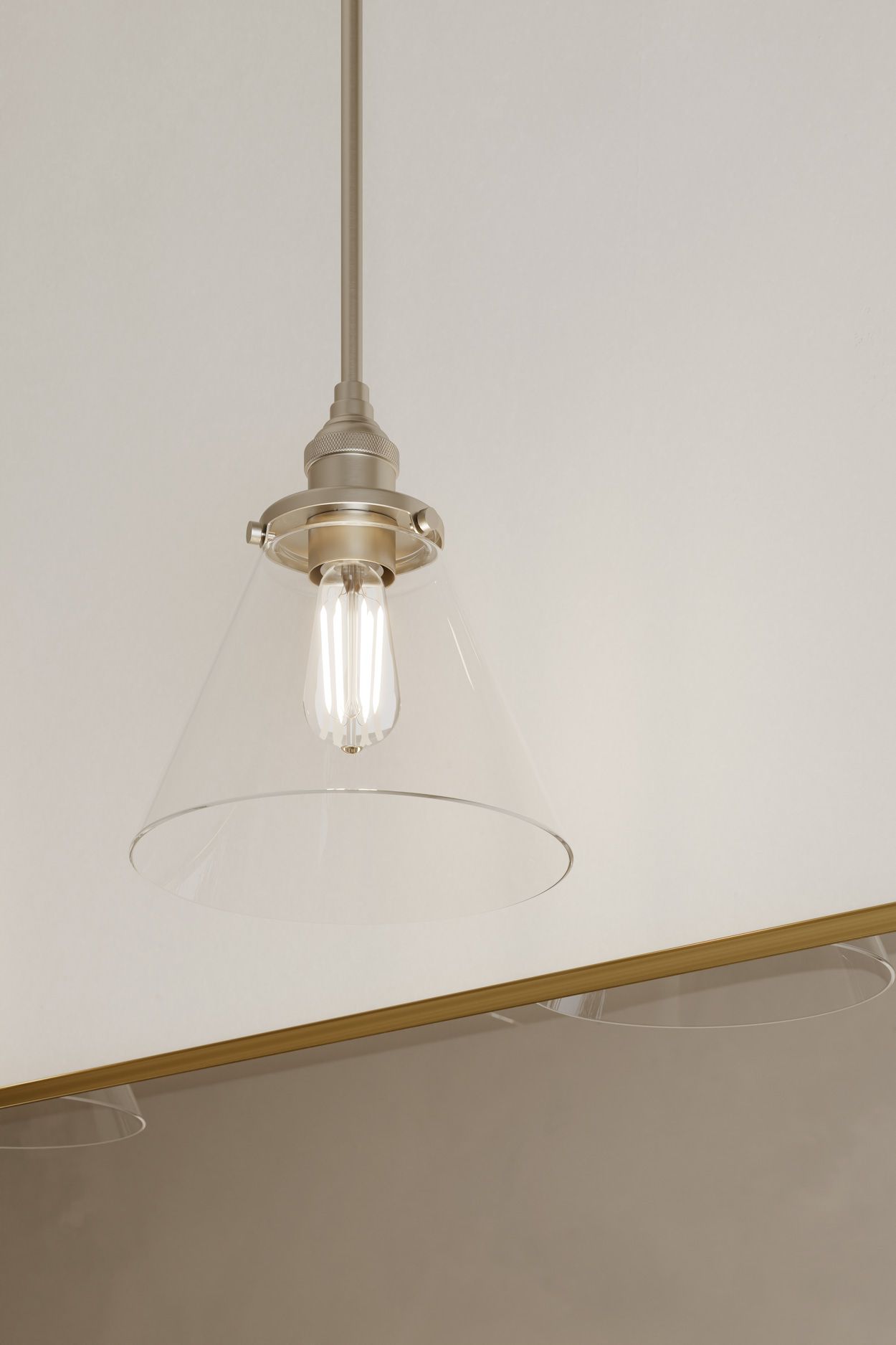 Image 2 Minka Lavery Barwell 1-Light 10-in Brushed Nickel Mini Pendant with Shade more views