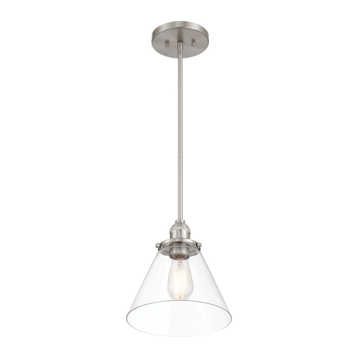 Image 3 Minka Lavery Barwell 1-Light 10-in Brushed Nickel Mini Pendant with Shade more views