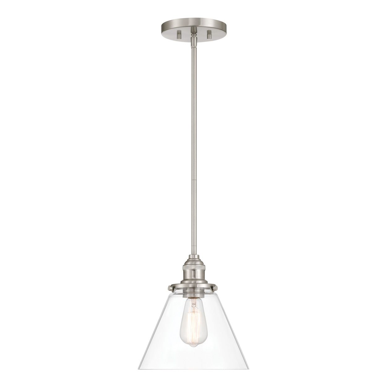 Image 7 Minka Lavery Barwell 1-Light 10-in Brushed Nickel Mini Pendant with Shade more views