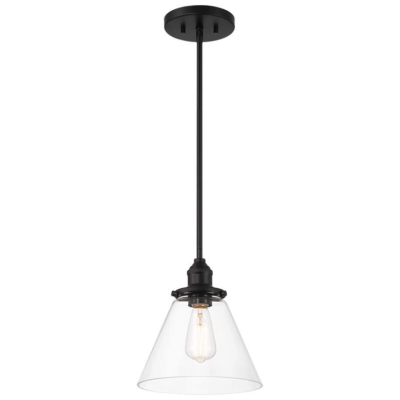 Image 1 Minka Lavery Barwell 1-Light 10-in Coal Black Pendant with Glass Shade