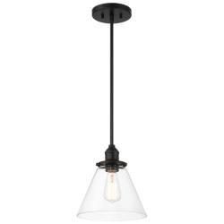 Minka Lavery Barwell 1-Light 10-in Coal Black Pendant with Glass Shade