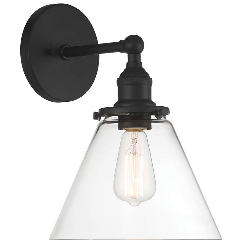 Image 1 Minka Lavery Barwell 1-Light 10-in Coal Black Wall Sconce with Glass Shade