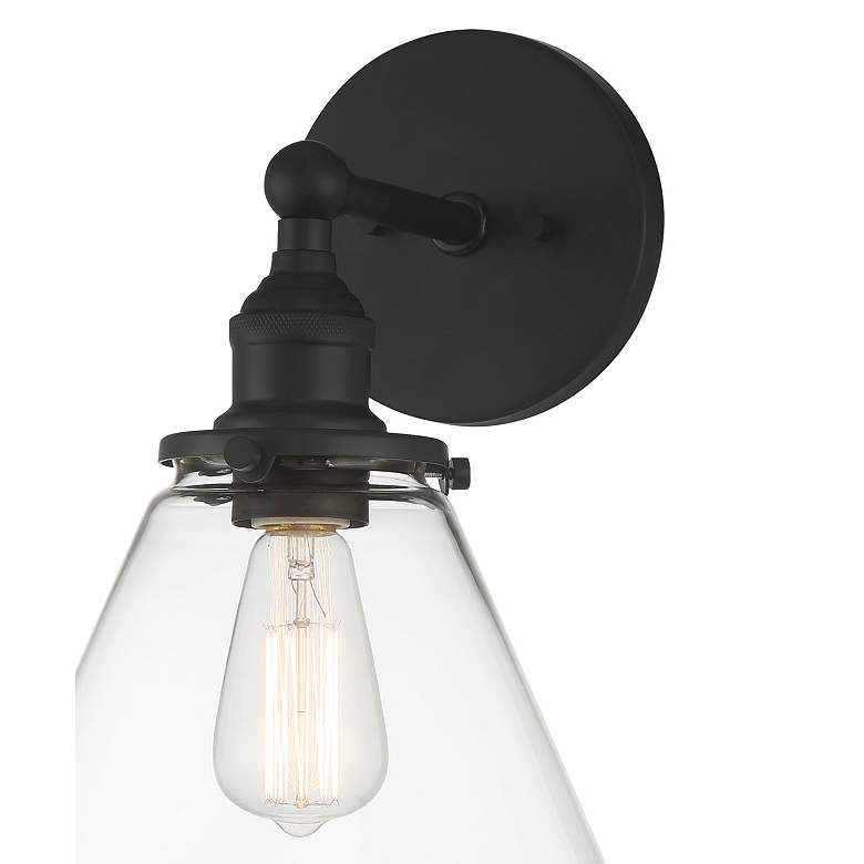 Image 2 Minka Lavery Barwell 1-Light 10-in Coal Black Wall Sconce with Glass Shade more views