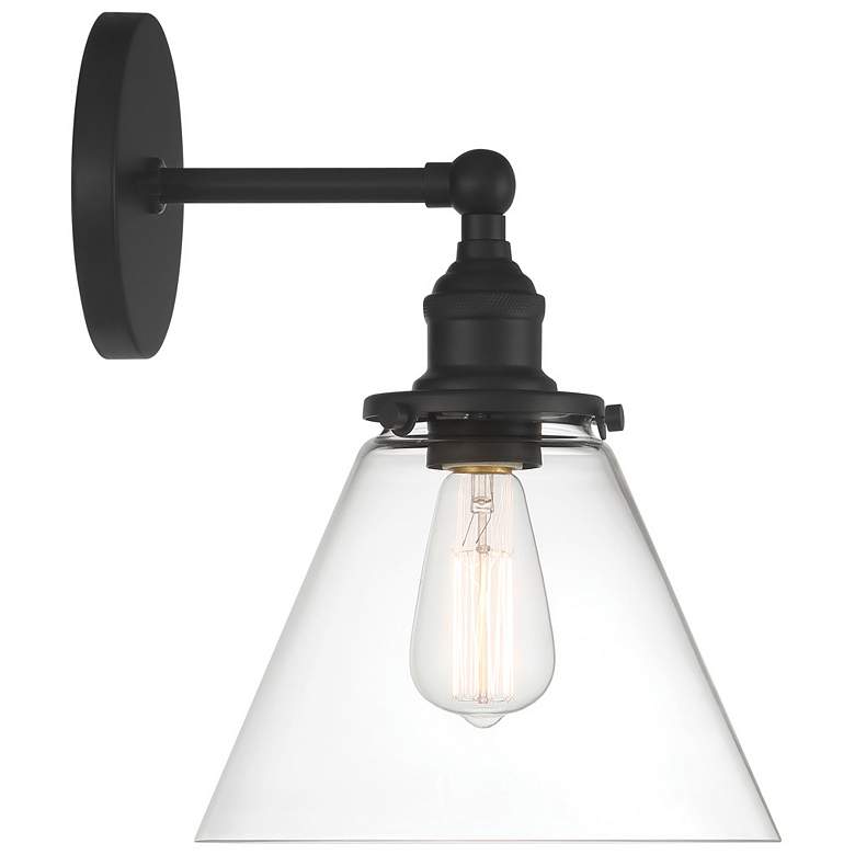 Image 4 Minka Lavery Barwell 1-Light 10-in Coal Black Wall Sconce with Glass Shade more views