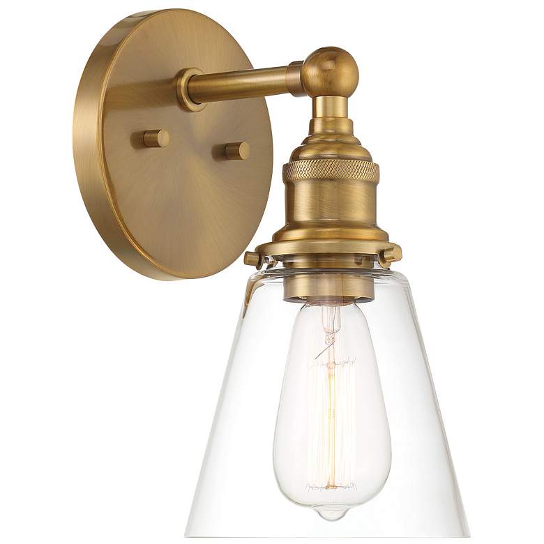 Image 1 Minka Lavery Barwell 1-Light 6-in Aged Brass Wall Sconce with Glass Shade