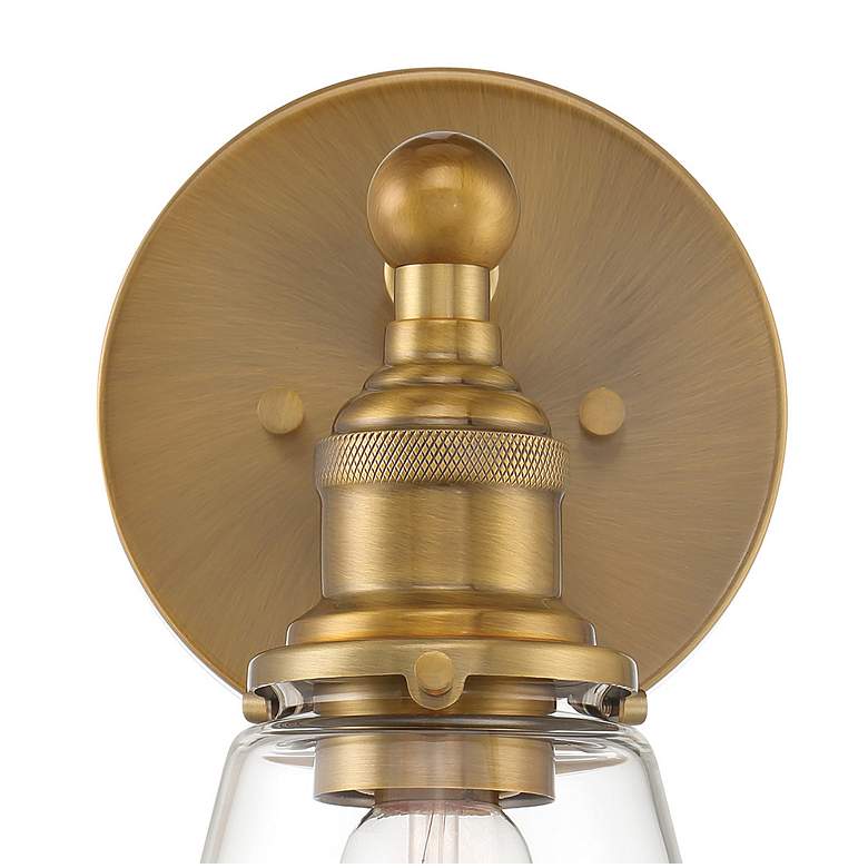 Image 3 Minka Lavery Barwell 1-Light 6-in Aged Brass Wall Sconce with Glass Shade more views