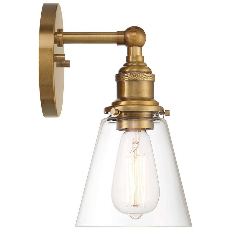 Image 4 Minka Lavery Barwell 1-Light 6-in Aged Brass Wall Sconce with Glass Shade more views