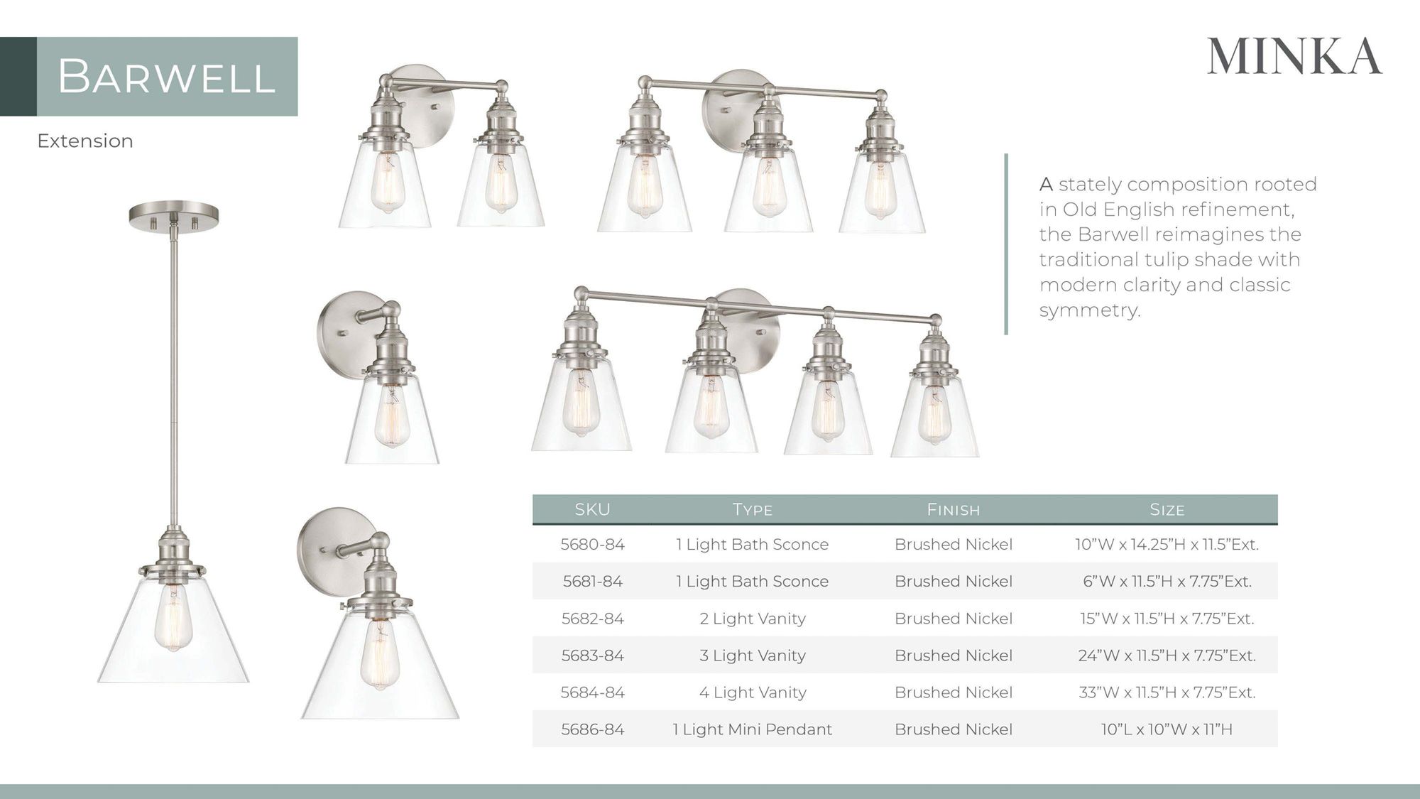 Minka Lavery Barwell 1-Light 6-in Brushe