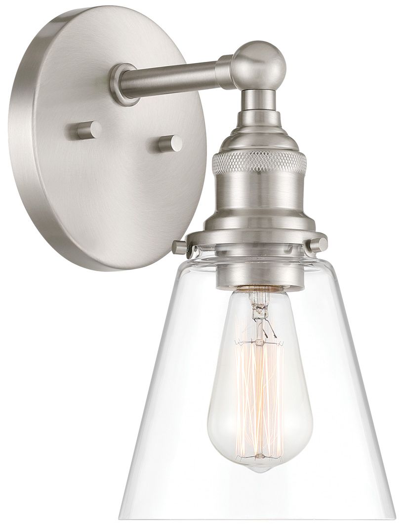 Minka Lavery Barwell 1-Light 6-in Brushed Nickel Bath Sconce with Shade