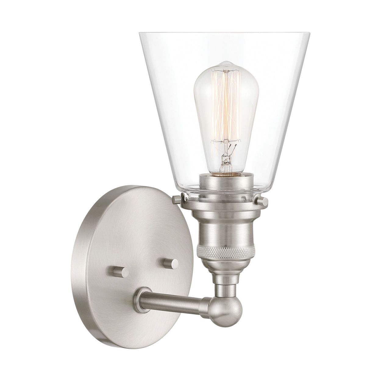 Image 4 Minka Lavery Barwell 1-Light 6-in Brushed Nickel Bath Sconce with Shade more views