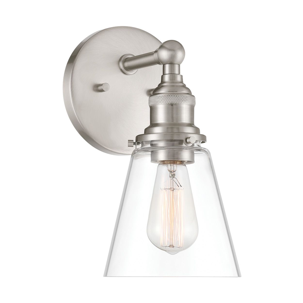 Image 5 Minka Lavery Barwell 1-Light 6-in Brushed Nickel Bath Sconce with Shade more views
