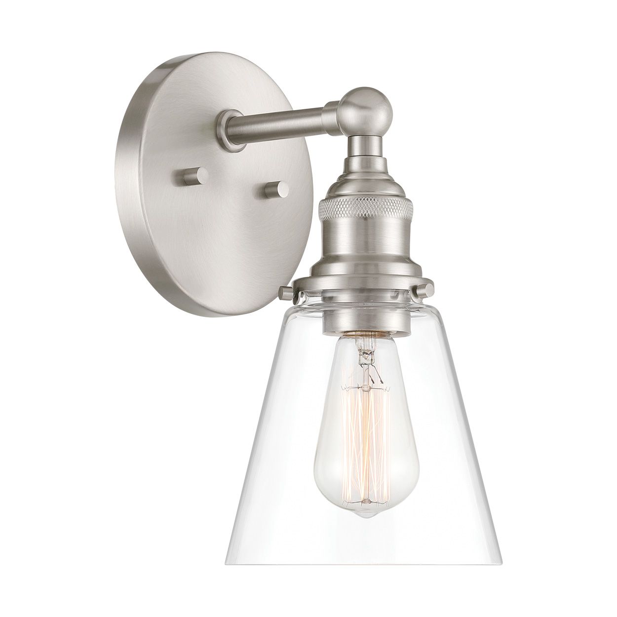 Image 6 Minka Lavery Barwell 1-Light 6-in Brushed Nickel Bath Sconce with Shade more views
