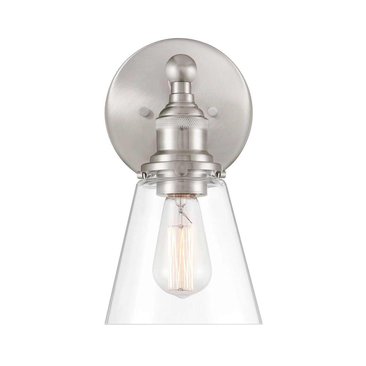 Image 7 Minka Lavery Barwell 1-Light 6-in Brushed Nickel Bath Sconce with Shade more views