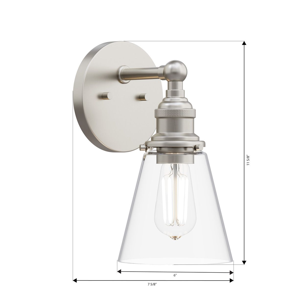 Minka Lavery Barwell 1-Light 6-in Brushed Nickel Bath Sconce with Shade