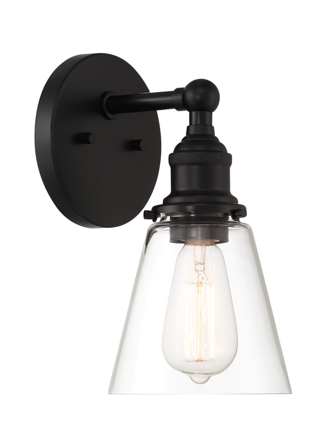 Image 2 Minka Lavery Barwell 1-Light 6-in Coal Black Wall Sconce with Glass Shade more views