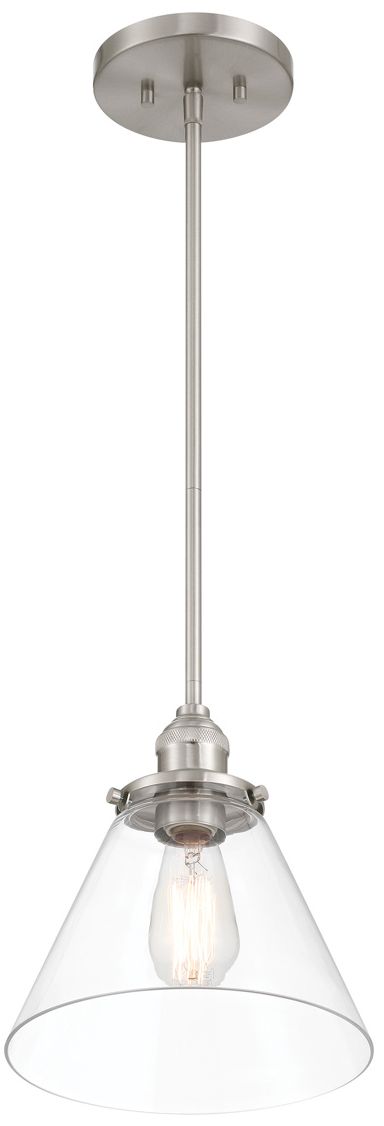 Thumbnail1 of Minka Lavery Barwell 1-Lt 10-in Brush Nickel Mini Pendant with Glass Shade