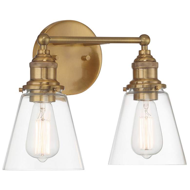 Image 1 Minka Lavery Barwell 2-Light 15-in Aged Brass Vanity Light
