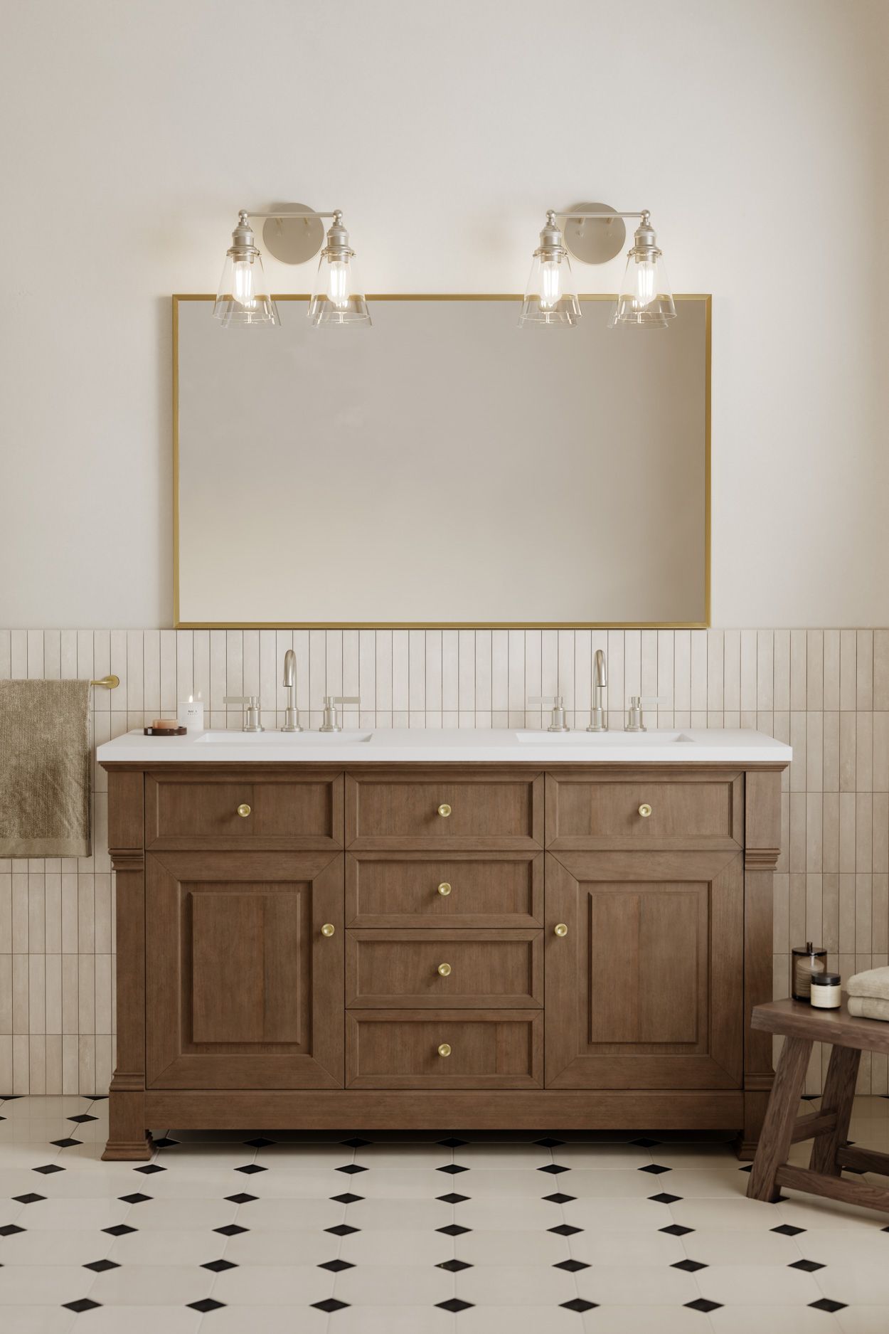 Thumbnail2 of Minka Lavery Barwell 2-Light 15-in Brushed Nickel Vanity Light with Shades more views