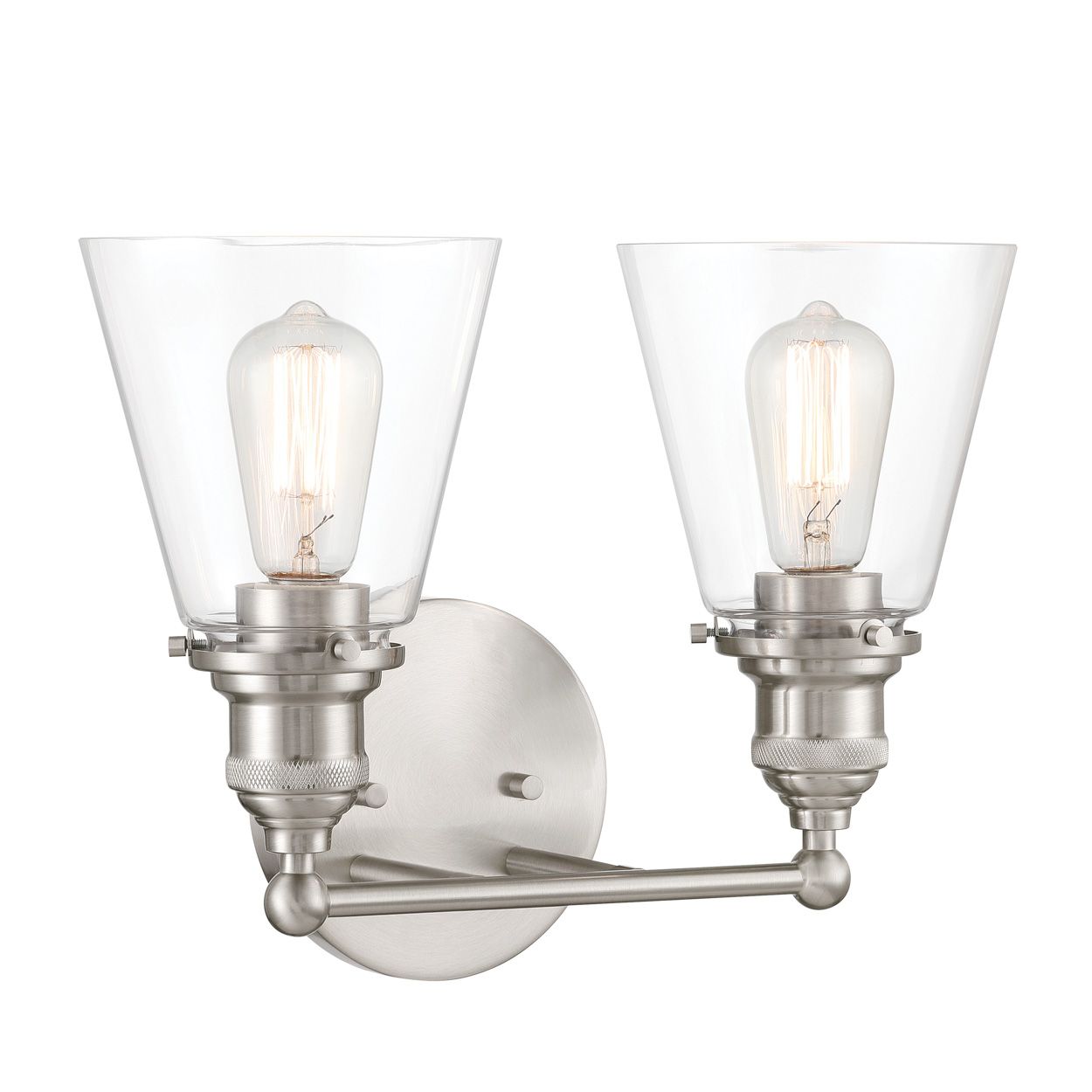Thumbnail3 of Minka Lavery Barwell 2-Light 15-in Brushed Nickel Vanity Light with Shades more views