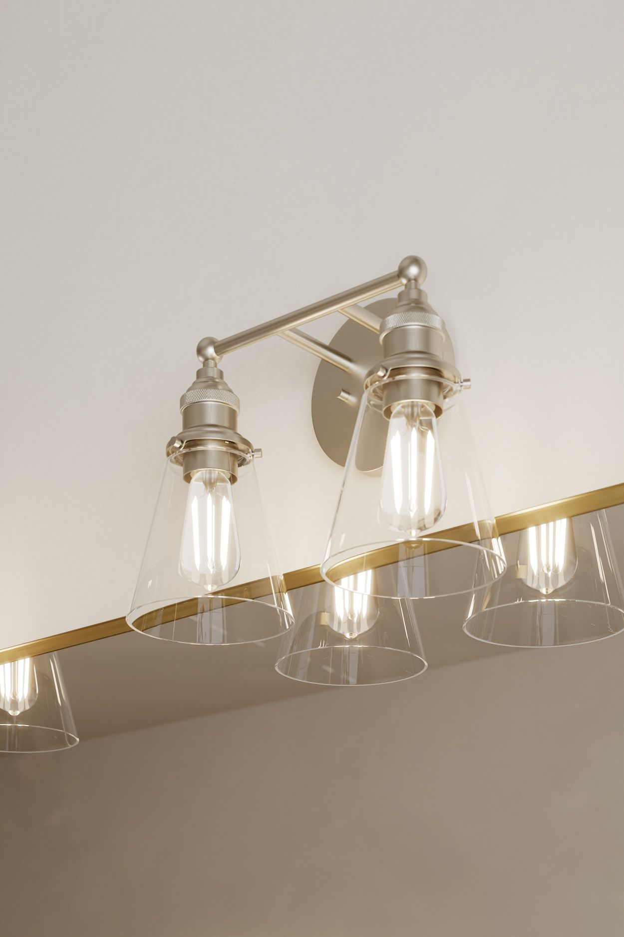Thumbnail4 of Minka Lavery Barwell 2-Light 15-in Brushed Nickel Vanity Light with Shades more views