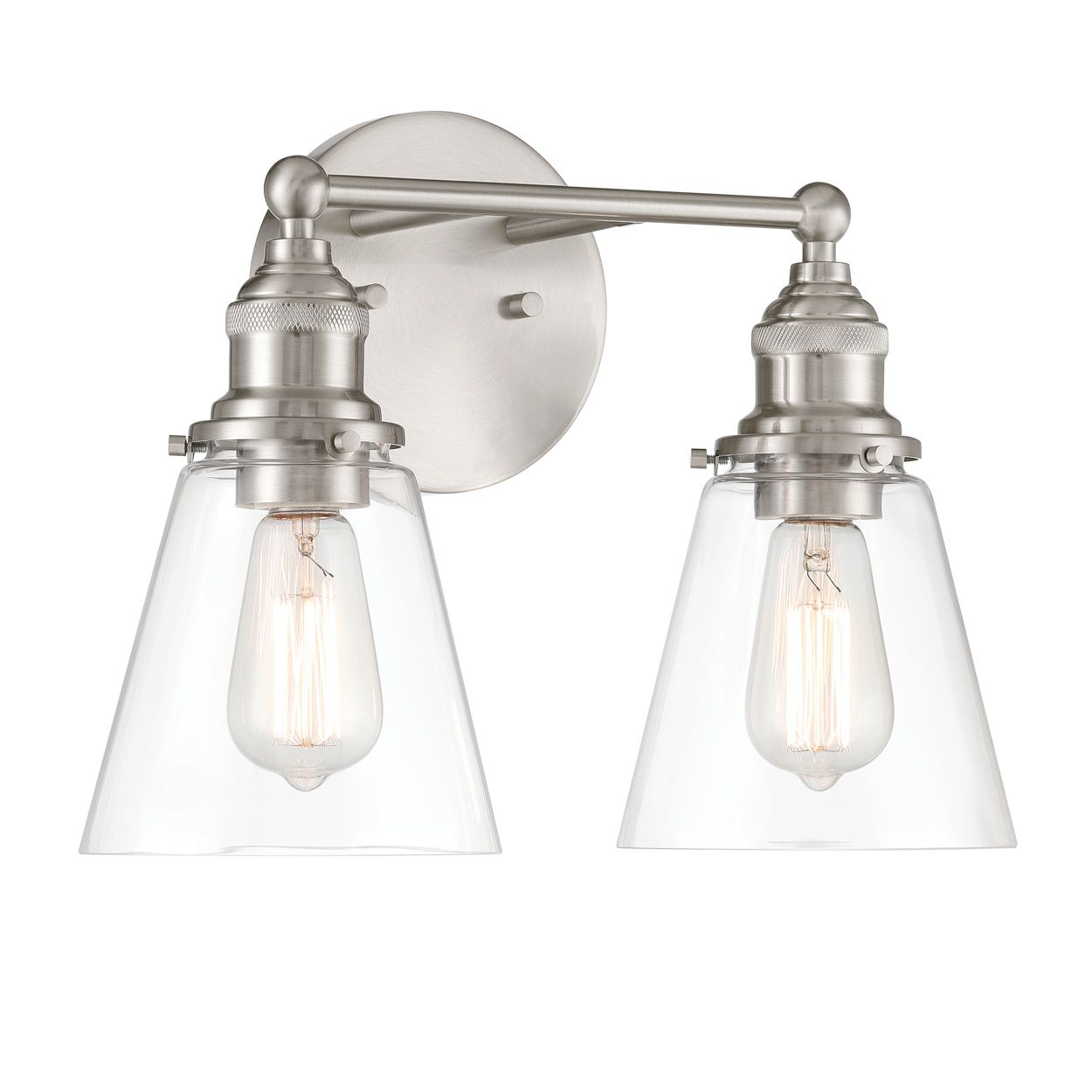 Minka Lavery Barwell 2-Light 15-in Brushed Nickel Vanity Light with Shades