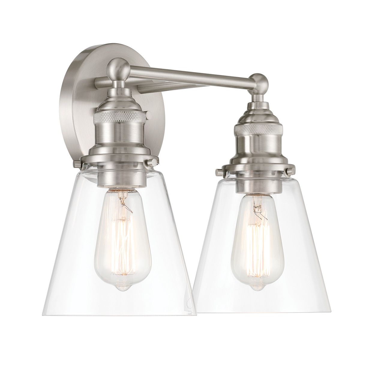 Minka Lavery Barwell 2-Light 15-in Brushed Nickel Vanity Light with Shades